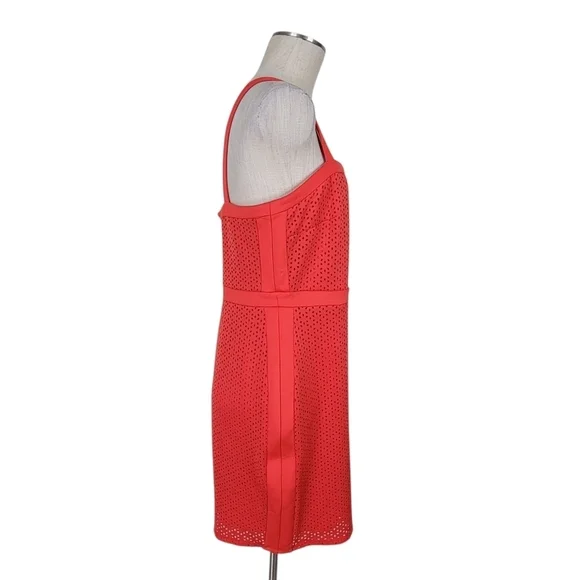 Thalia Sodi Eyelet Dress XL Red Hibiscus Bloom Spaghetti Straps Back Zip New - Picture 3 of 10